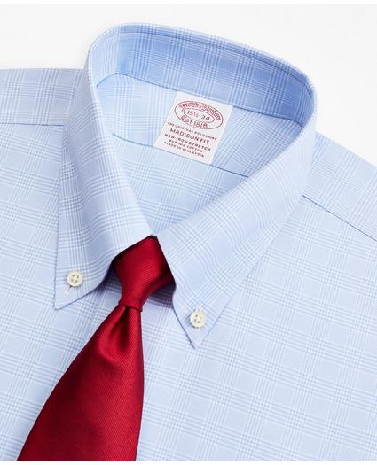 Stretch Madison Relaxed-Fit Dress Shirt, Non-Iron Royal Oxford Button-Down Collar Glen Plaid, image 2