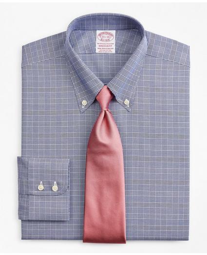 Stretch Madison Relaxed-Fit Dress Shirt, Non-Iron Royal Oxford Button-Down Collar Glen Plaid, image 1