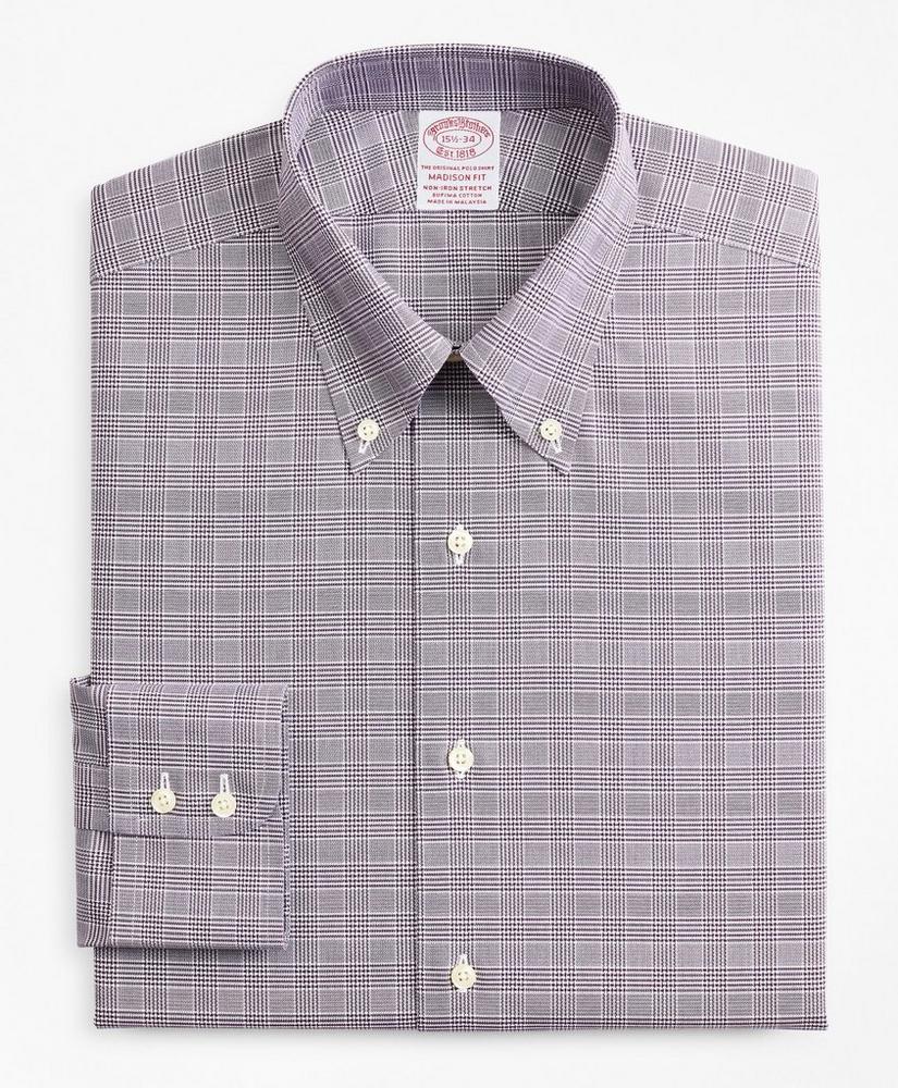 Stretch Madison Relaxed-Fit Dress Shirt, Non-Iron Royal Oxford Button-Down Collar Glen Plaid, image 4