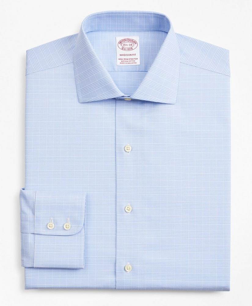 Stretch Madison Relaxed-Fit Dress Shirt, Non-Iron Royal Oxford English Collar Glen Plaid, image 4