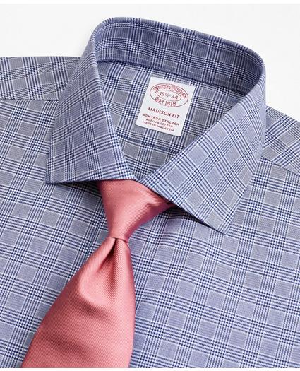 Stretch Madison Relaxed-Fit Dress Shirt, Non-Iron Royal Oxford English Collar Glen Plaid, image 2