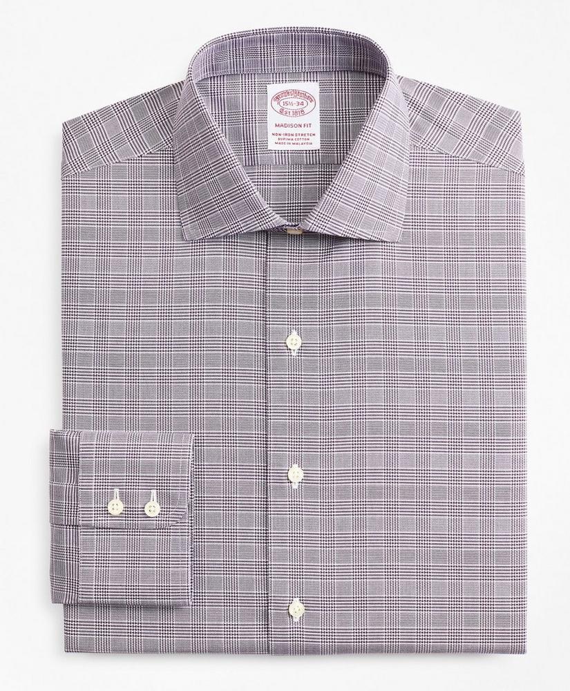 Stretch Madison Relaxed-Fit Dress Shirt, Non-Iron Royal Oxford English Collar Glen Plaid, image 4