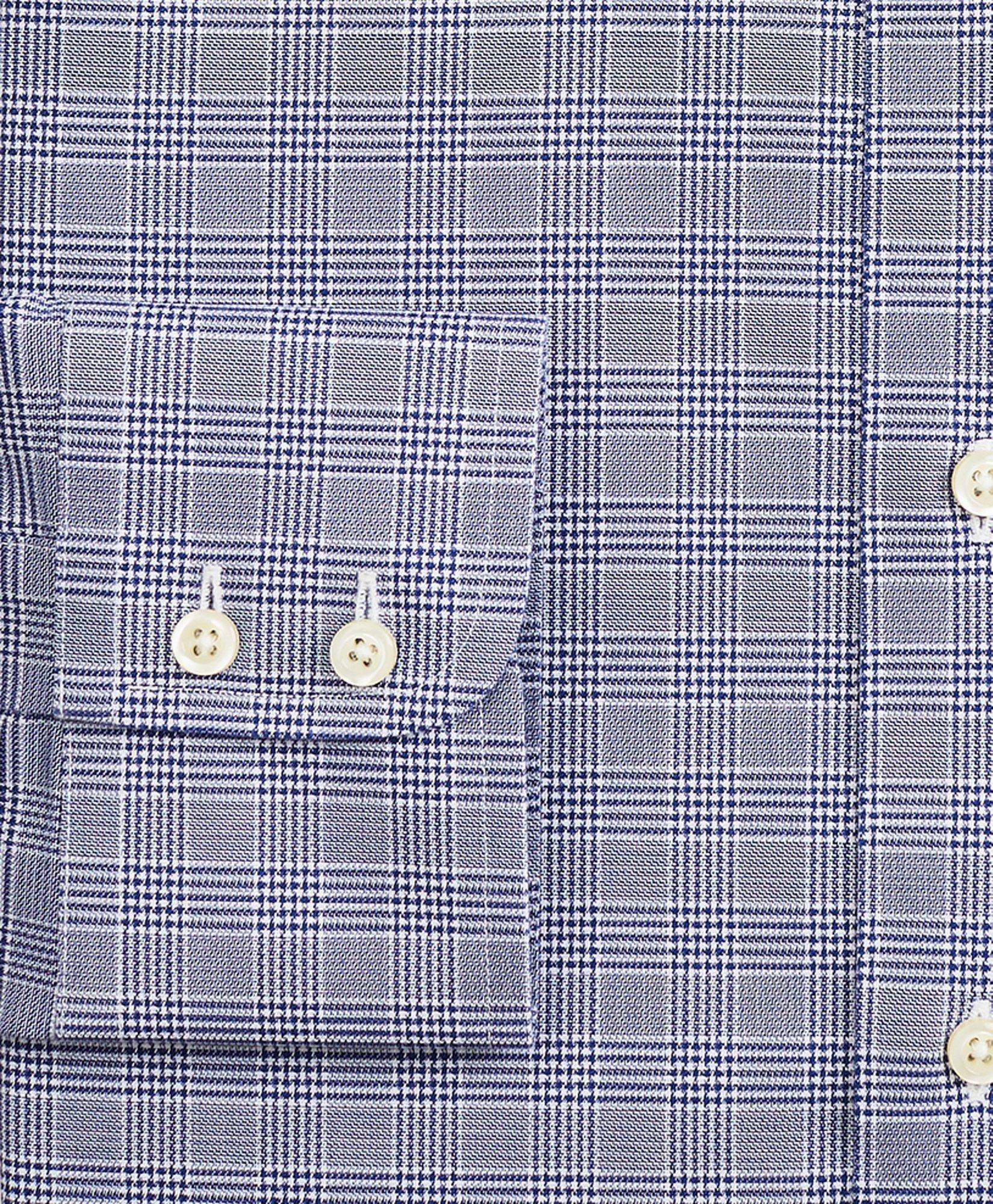 Stretch Milano Slim-Fit Dress Shirt, Non-Iron Royal Oxford English Collar Glen Plaid, image 3