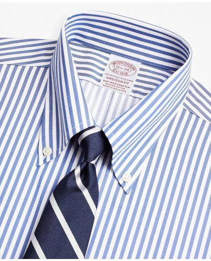 Stretch Madison Relaxed-Fit Dress Shirt, Non-Iron Twill Button-Down Collar Bold Stripe, image 2
