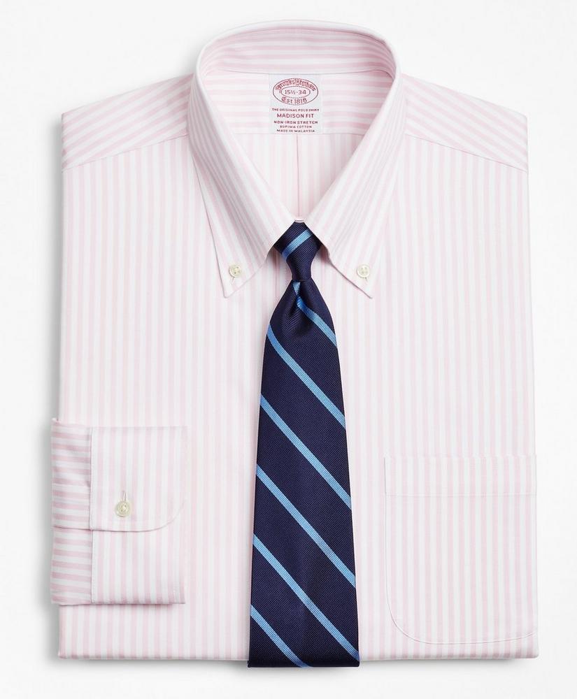 Stretch Madison Relaxed-Fit Dress Shirt, Non-Iron Twill Button-Down Collar Bold Stripe, image 1