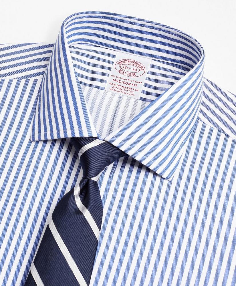 Stretch Madison Relaxed-Fit Dress Shirt, Non-Iron Twill English Collar Bold Stripe, image 2