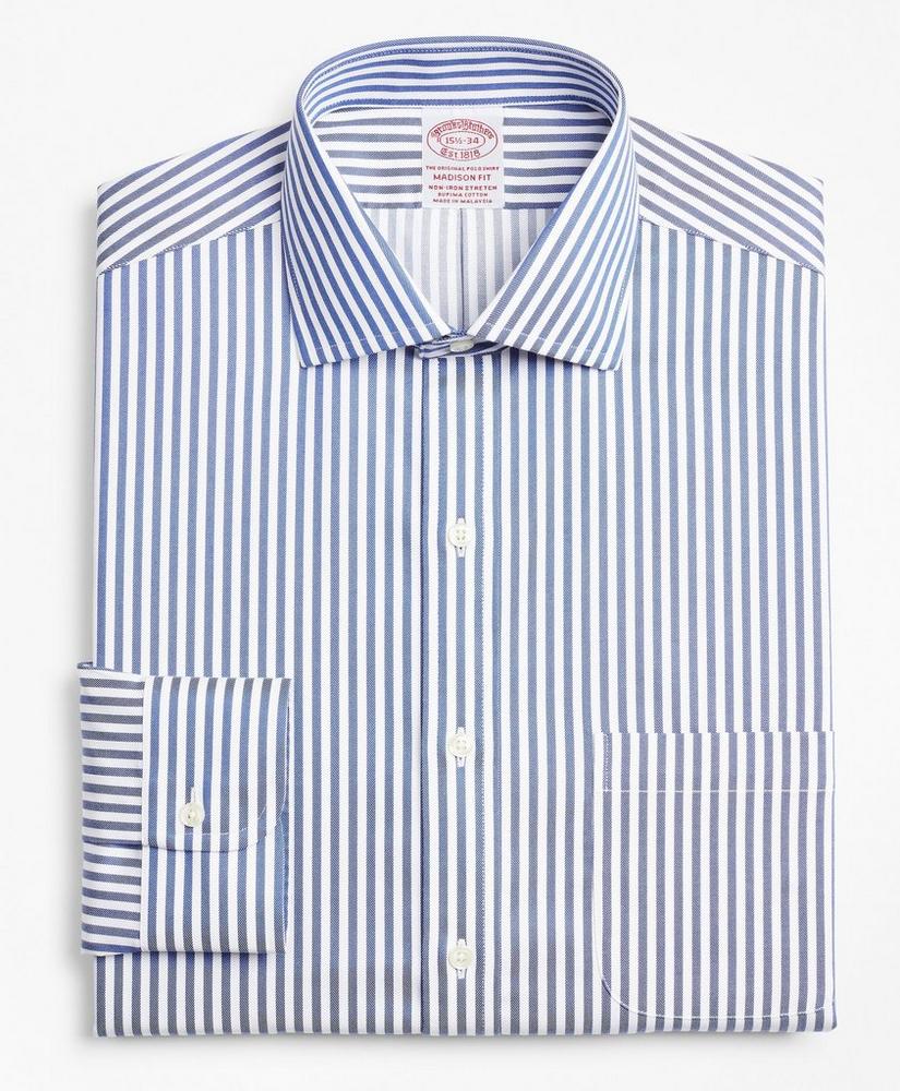 Stretch Madison Relaxed-Fit Dress Shirt, Non-Iron Twill English Collar Bold Stripe, image 4