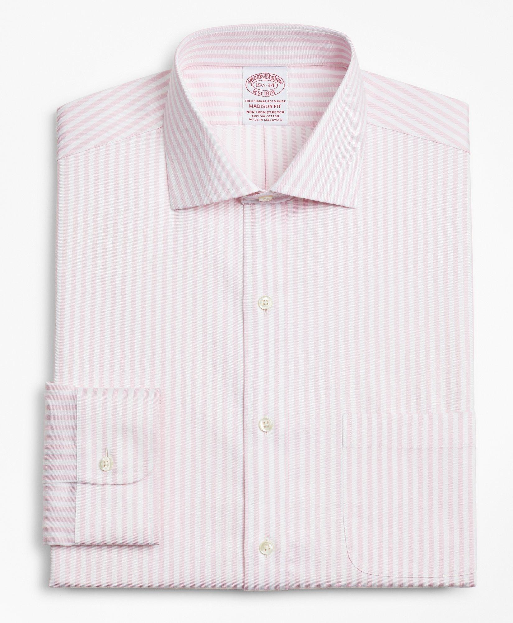 Stretch Madison Relaxed-Fit Dress Shirt, Non-Iron Twill English Collar ...