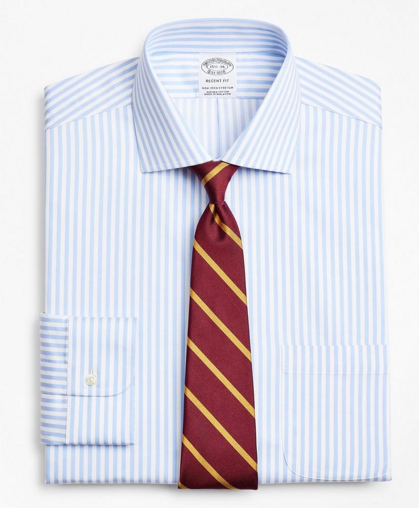 Stretch Regent Regular-Fit Dress Shirt, Non-Iron Twill English Collar Bold Stripe, image 1