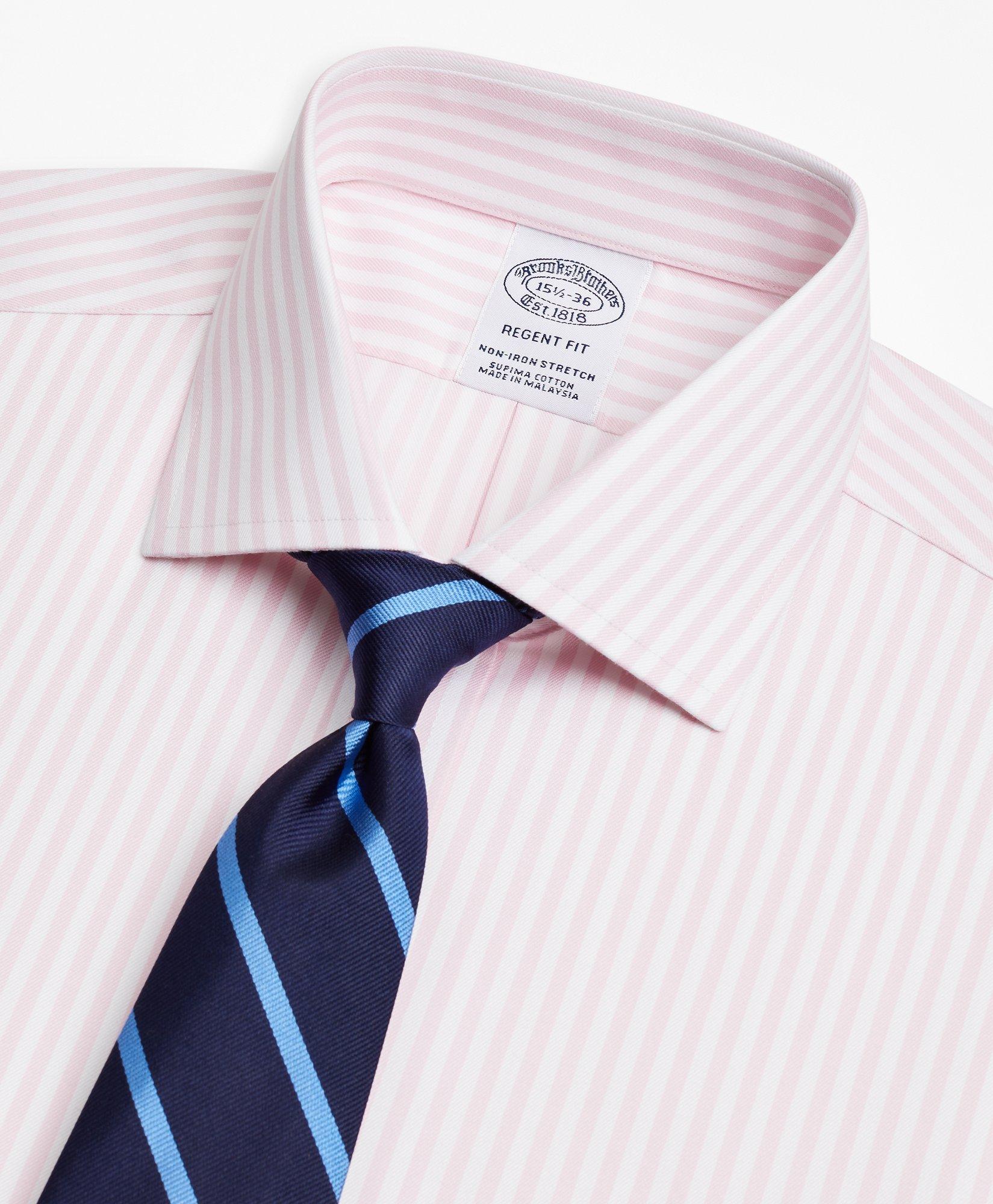 Stretch Regent Regular-Fit Dress Shirt, Non-Iron Twill English Collar Bold Stripe, image 3