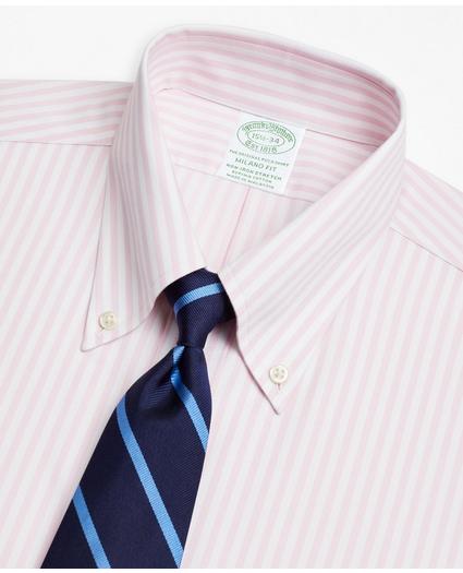 Stretch Milano Slim-Fit Dress Shirt, Non-Iron Twill Button-Down Collar Bold Stripe, image 2