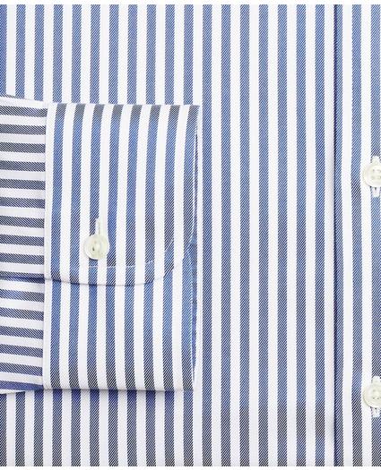 Stretch Milano Slim-Fit Dress Shirt, Non-Iron Twill English Collar Bold Stripe, image 3