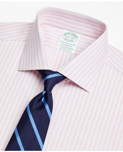 Stretch Milano Slim-Fit Dress Shirt, Non-Iron Twill English Collar Bold Stripe, image 2