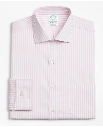 Stretch Milano Slim-Fit Dress Shirt, Non-Iron Twill English Collar Bold Stripe, image 4