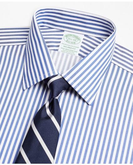 Stretch Milano Slim-Fit Dress Shirt, Non-Iron Twill Ainsley Collar French Cuff Bold Stripe, image 2