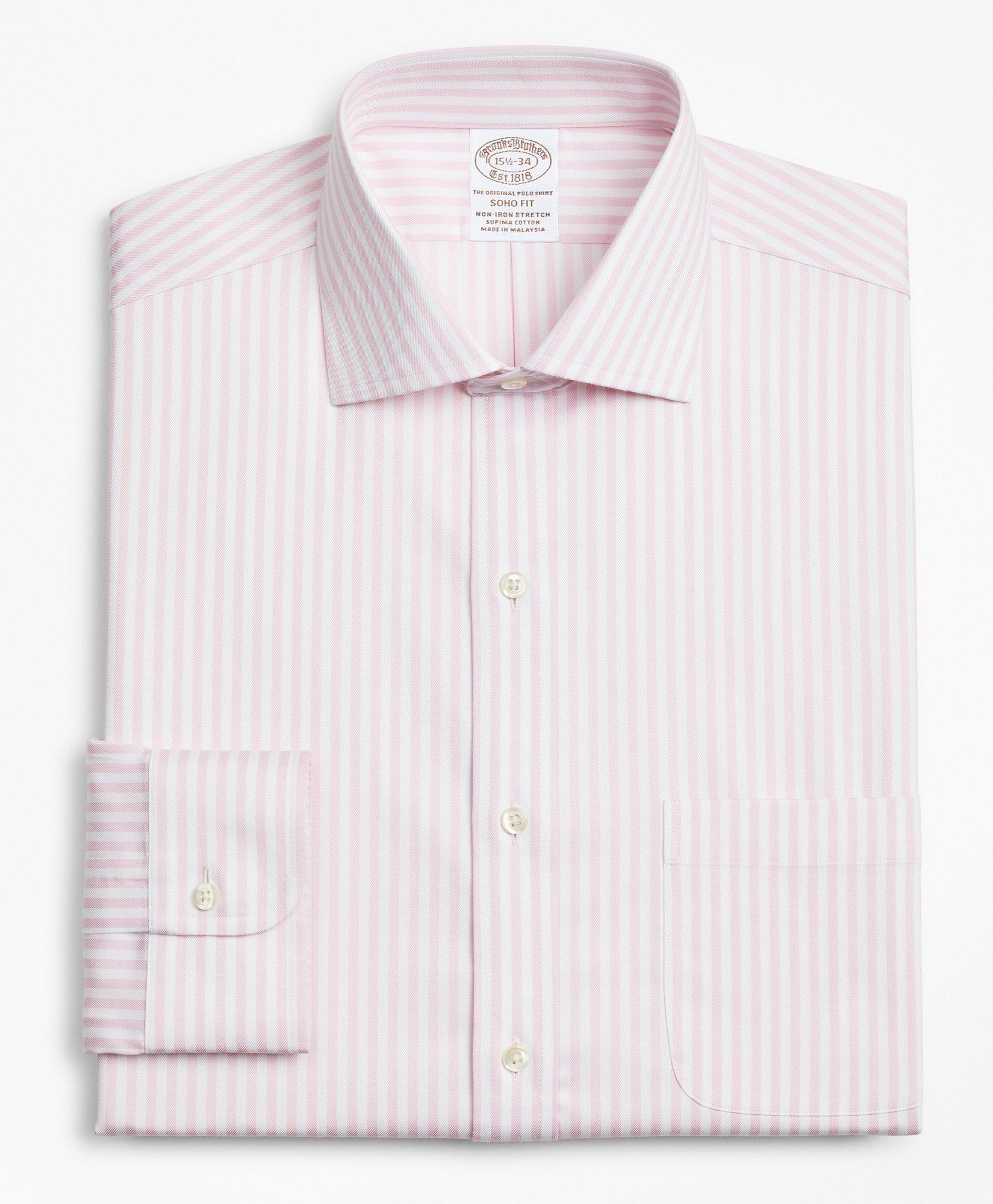 Tailored Fit Micro Stripe White Non Iron Men's Dress Shirt