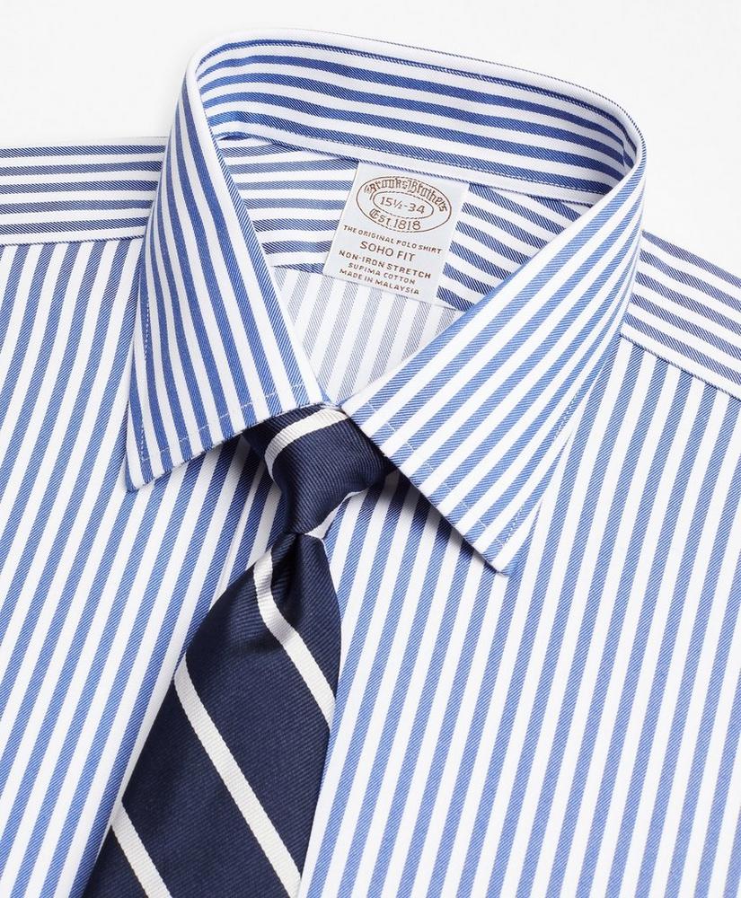 Stretch Soho Extra-Slim-Fit Dress Shirt, Non-Iron Twill Ainsley Collar French Cuff Bold Stripe, image 2
