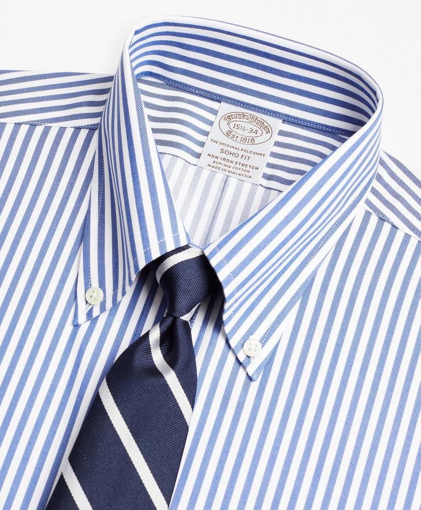 Stretch Soho Extra-Slim-Fit Dress Shirt, Non-Iron Twill Button-Down Collar Bold Stripe, image 2