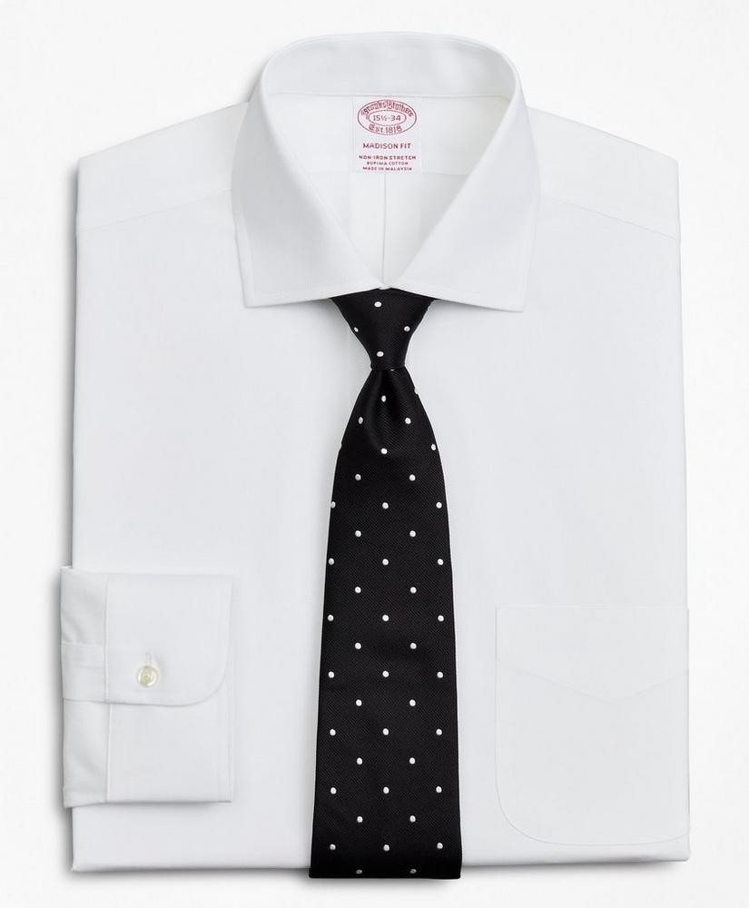Stretch Madison Relaxed-Fit Dress Shirt, Non-Iron Poplin English Collar, image 1