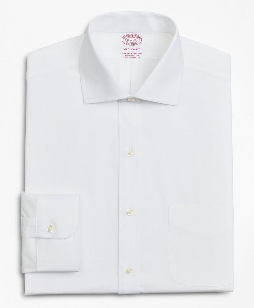 Stretch Madison Relaxed-Fit Dress Shirt, Non-Iron Poplin English Collar, image 4