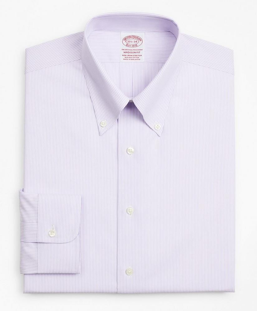 Stretch Madison Relaxed-Fit Dress Shirt, Non-Iron Poplin Button-Down Collar Fine Stripe, image 4