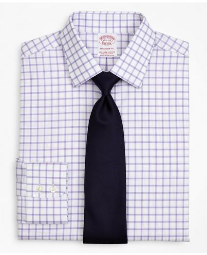 Stretch Madison Relaxed-Fit Dress Shirt, Non-Iron Twill Ainsley Collar Grid Check, image 1