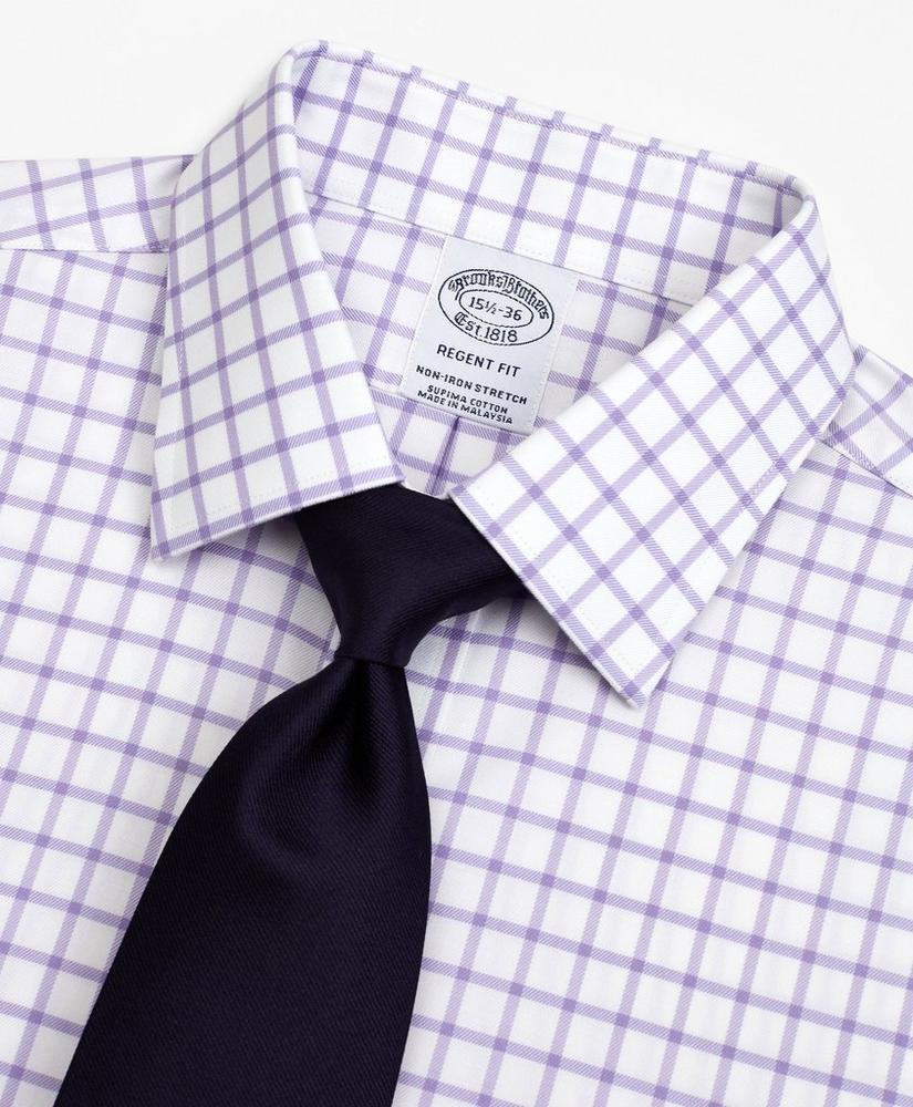 Stretch Regent Regular-Fit Dress Shirt, Non-Iron Twill Ainsley Collar Grid Check, image 2