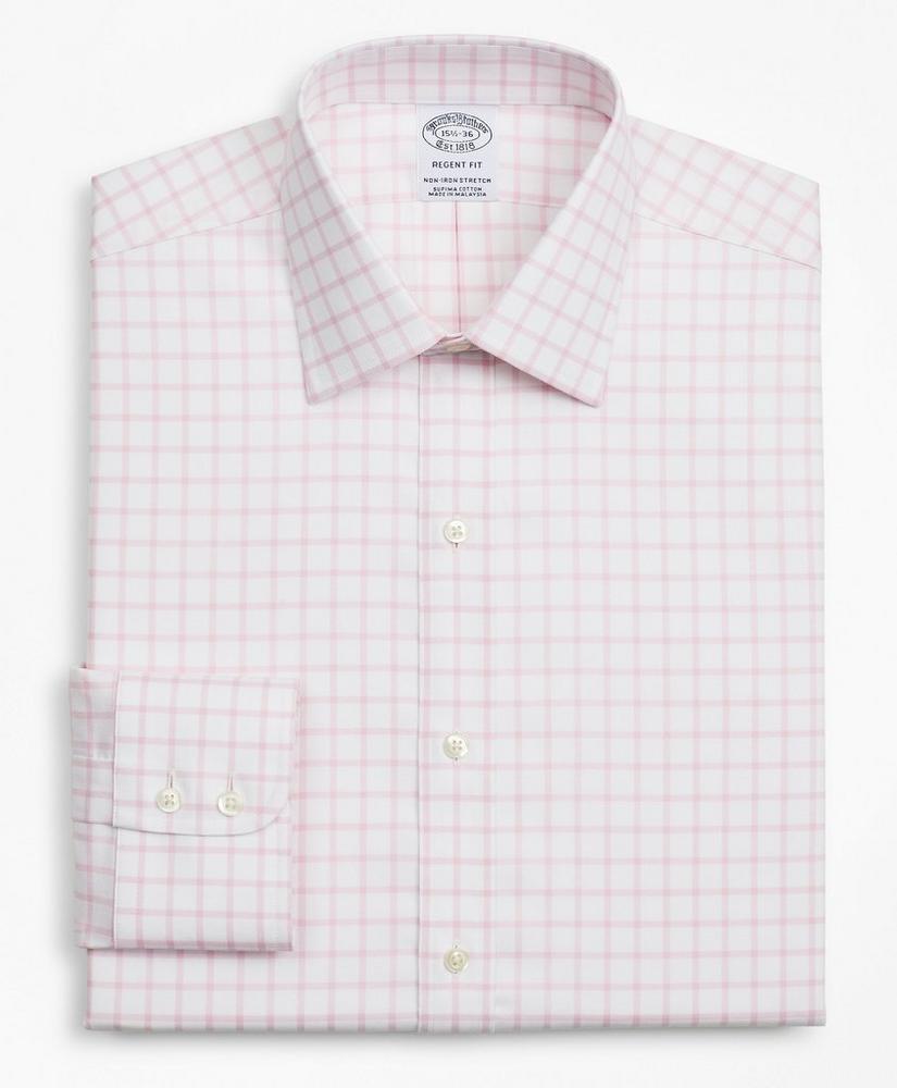 Stretch Regent Regular-Fit Dress Shirt, Non-Iron Twill Ainsley Collar Grid Check, image 4
