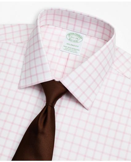 Stretch Milano Slim-Fit Dress Shirt, Non-Iron Twill Ainsley Collar Grid Check, image 2