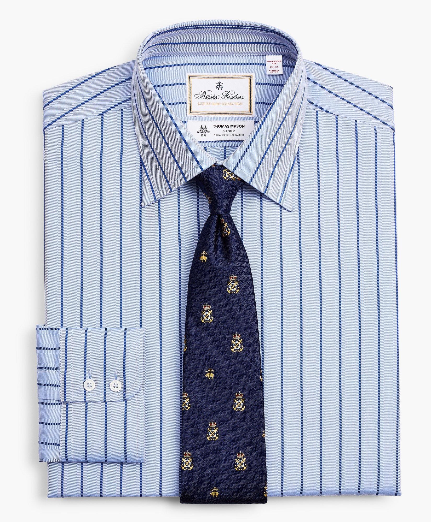 Luxury Collection Madison RelaxedFit Dress Shirt, Franklin Spread Collar Herringbone Stripe