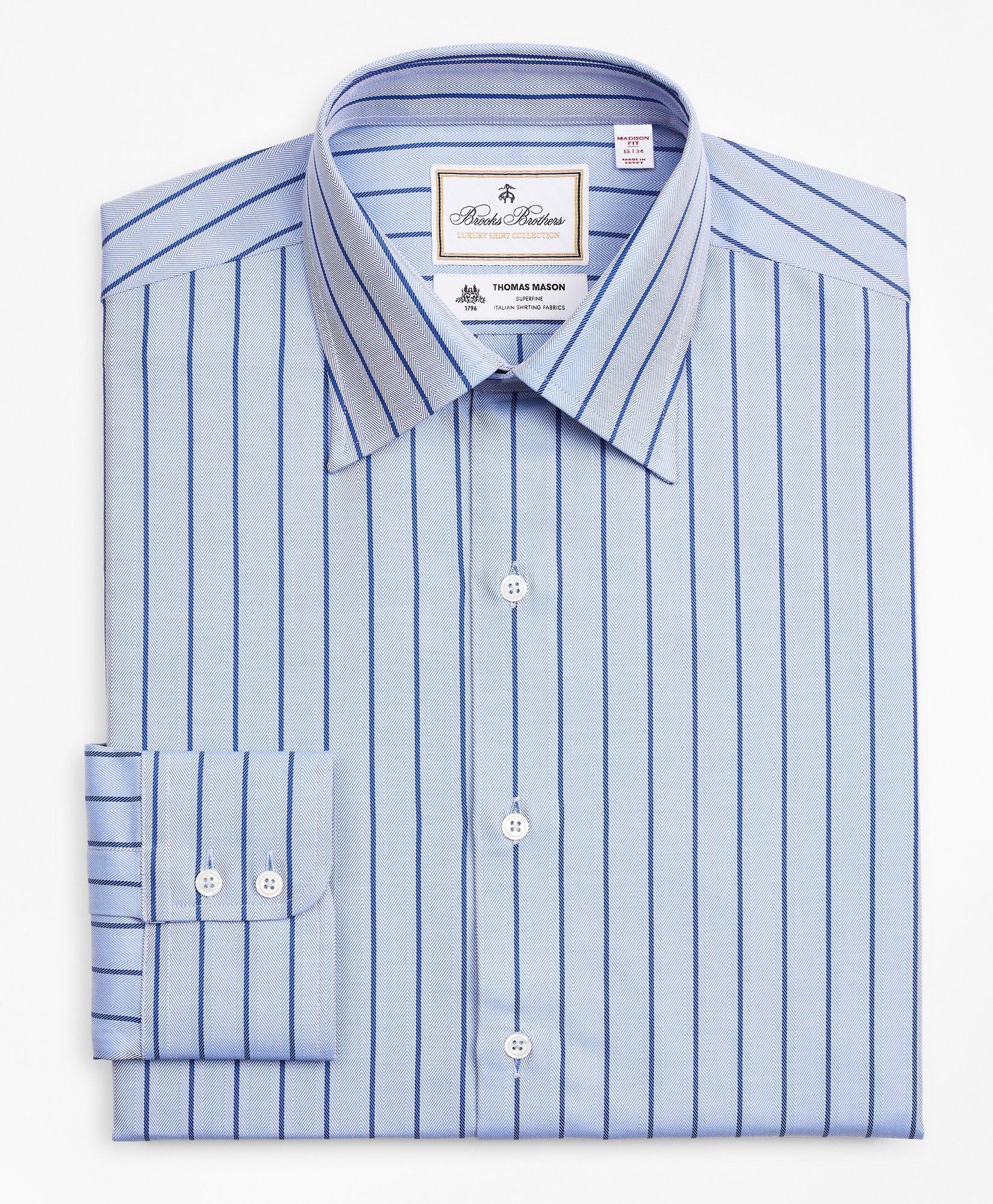 Luxury Collection Madison Relaxed-Fit Dress Shirt, Franklin Spread Collar  Herringbone Stripe