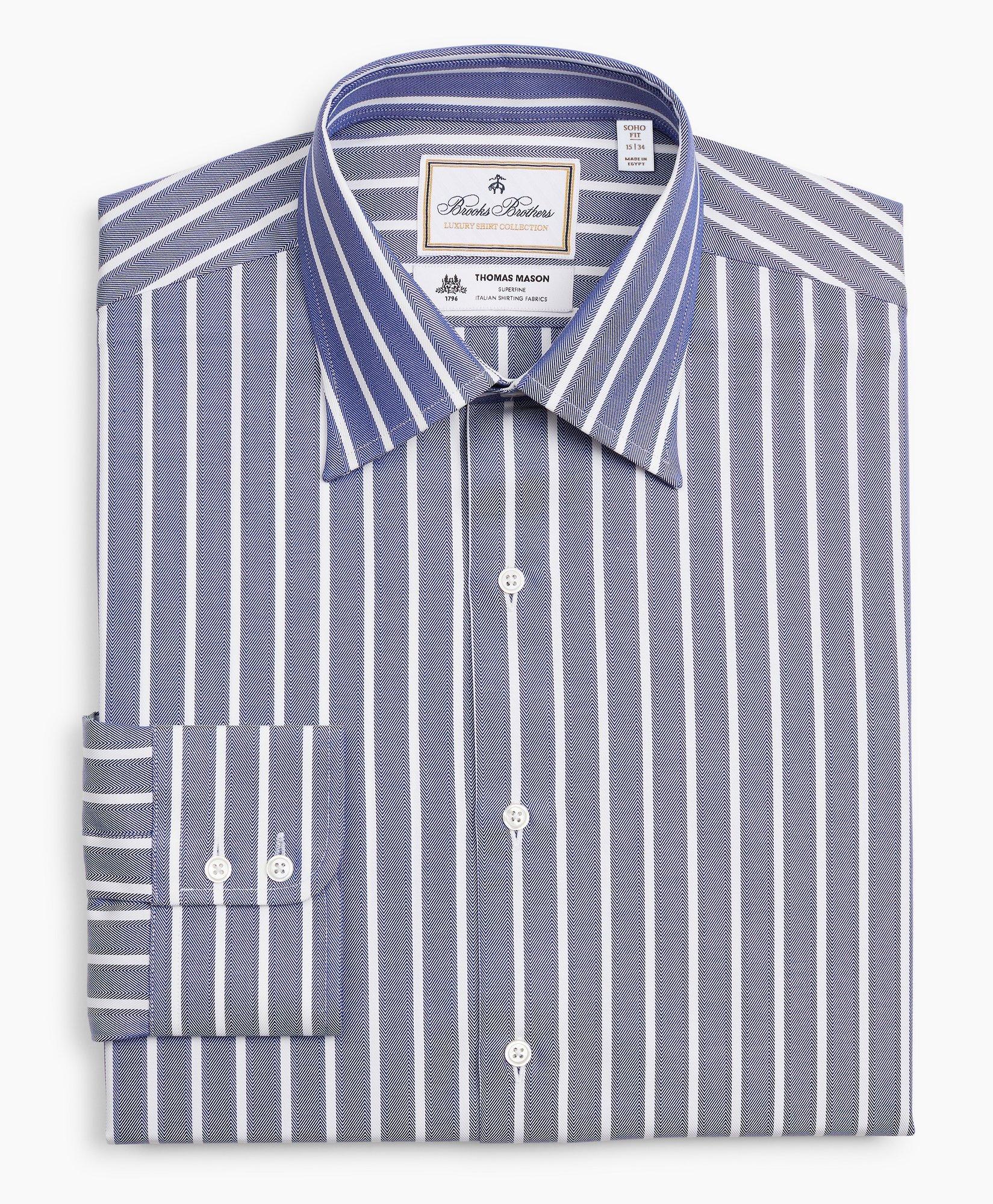 Luxury Collection Soho ExtraSlimFit Dress Shirt, Franklin Spread Collar Herringbone Wide Stripe