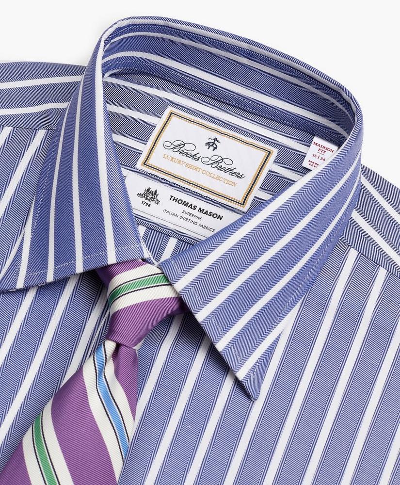 Luxury Collection Madison Relaxed-Fit Dress Shirt, Franklin Spread Collar Herringbone Wide Stripe, image 2