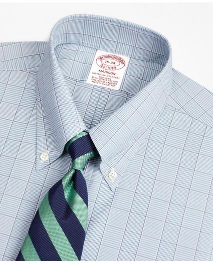 Stretch Madison Relaxed-Fit Dress Shirt, Non-Iron Pinpoint Button-Down Collar Glen Plaid, image 2