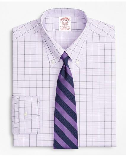 Stretch Madison Relaxed-Fit Dress Shirt, Non-Iron Pinpoint Button-Down Collar Glen Plaid, image 1