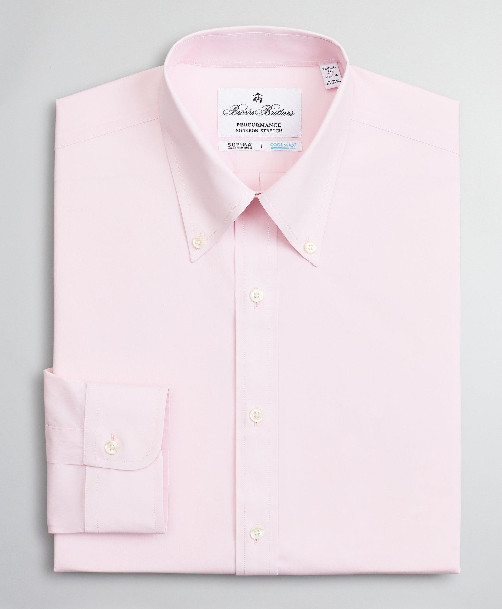 Brooks Brothers Men's Stretch Regent Regular-Fit Dress Shirt, Non-Iron Twill English Collar French Cuff Micro-Check | Pink | Size 17½ 38 - Shop