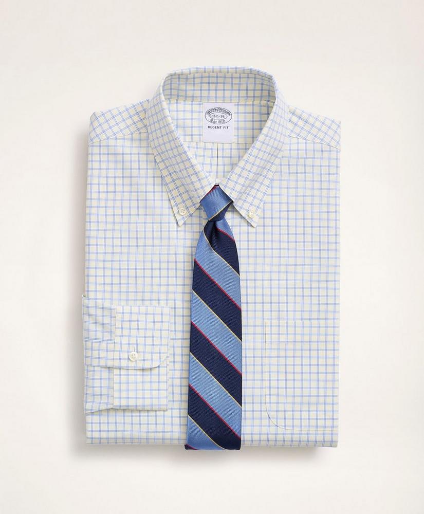 Stretch Regent Regular-Fit Dress Shirt, Non-Iron Poplin Button-Down Collar Grid Check, image 1