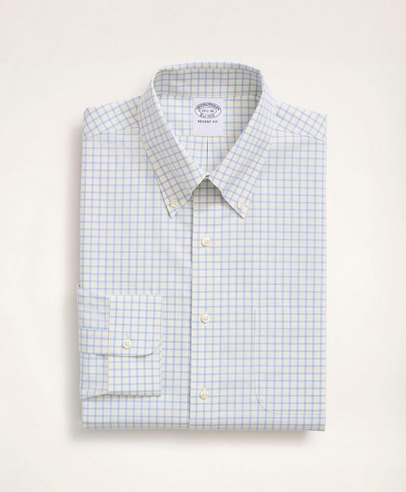 Stretch Regent Regular-Fit Dress Shirt, Non-Iron Poplin Button-Down Collar Grid Check, image 3