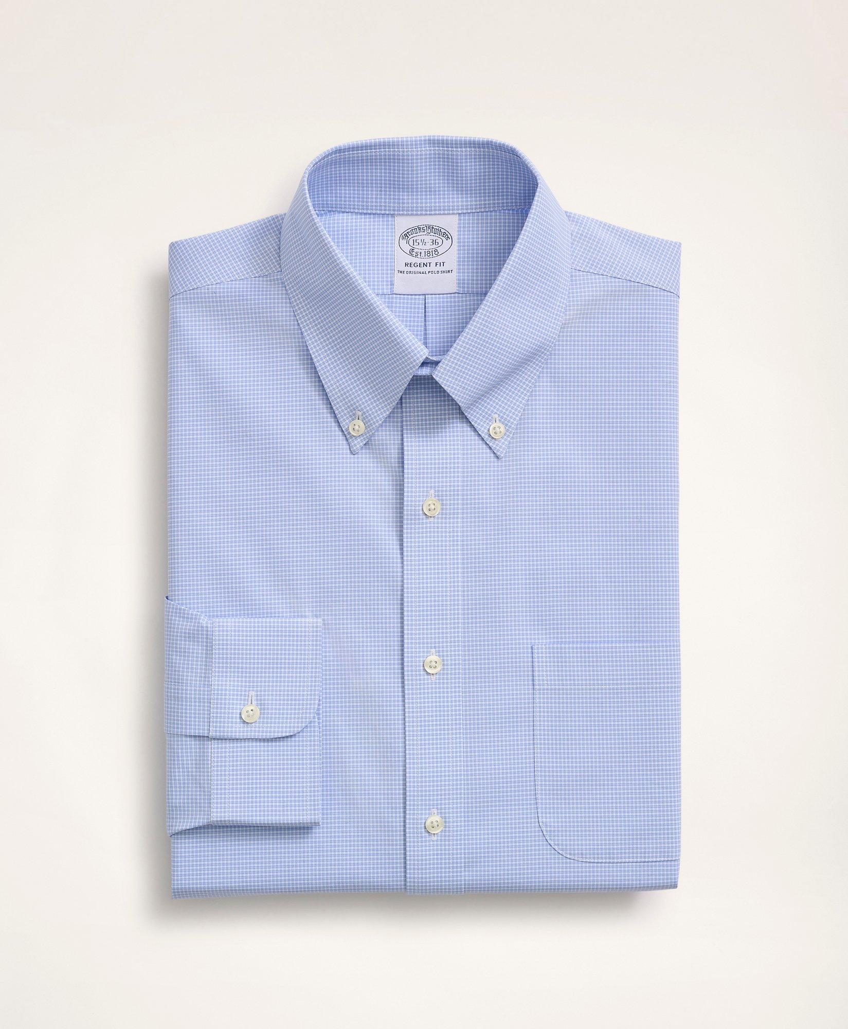 Stretch Regent Regular-Fit Dress Shirt, Non-Iron Poplin Button-Down Collar  Micro-Check