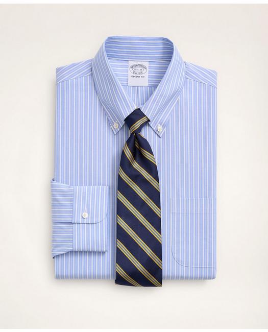 Essentials Mens Slim-Fit Stripe Long-Sleeve Pocket Pattern Oxford Shirt