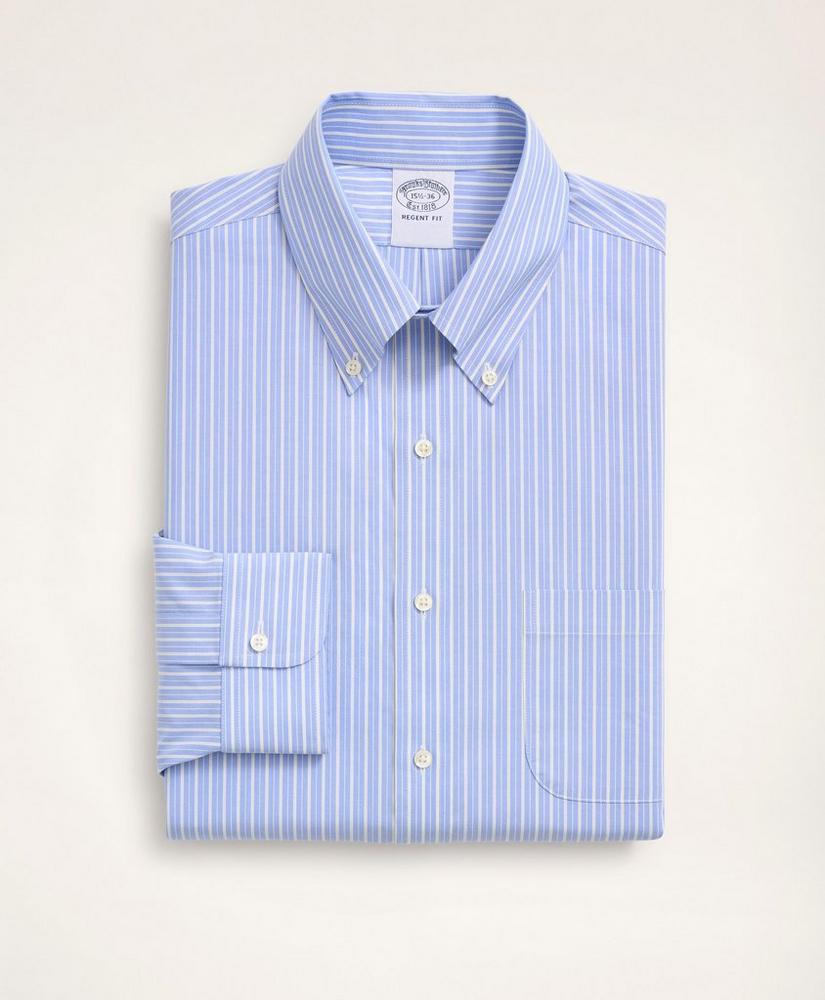 Stretch Regent Regular-Fit Dress Shirt, Non-Iron Poplin Button-Down Collar Ground Alternating Stripe, image 3