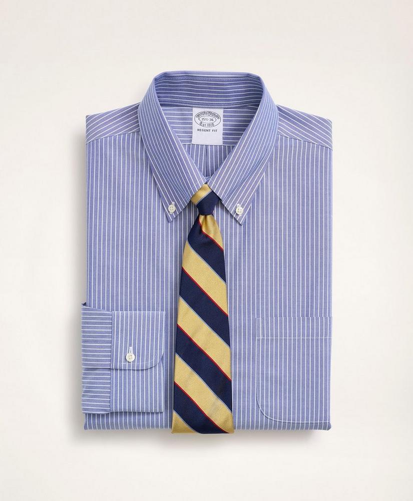 Stretch Regent Regular-Fit Dress Shirt, Non-Iron Poplin Button-Down Collar Ground Stripe, image 1