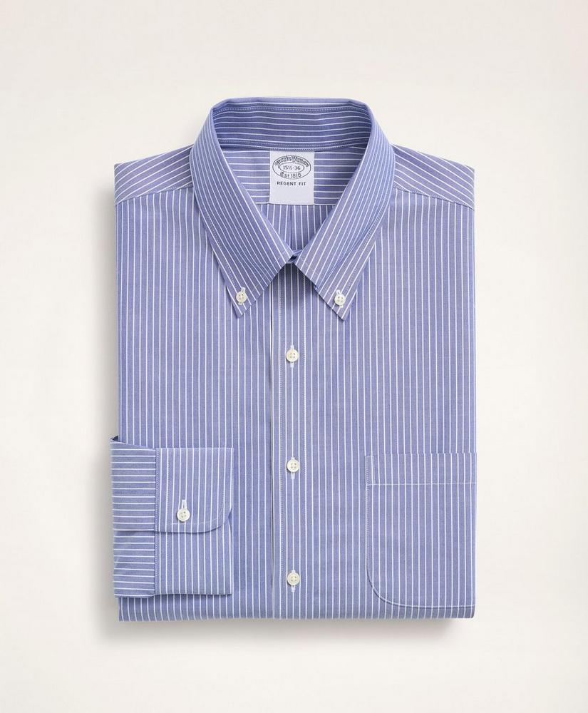 Stretch Regent Regular-Fit Dress Shirt, Non-Iron Poplin Button-Down Collar Ground Stripe, image 3