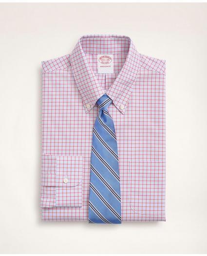 Stretch Madison Relaxed-Fit Dress Shirt, Non-Iron Poplin Button-Down Collar Grid Check, image 1