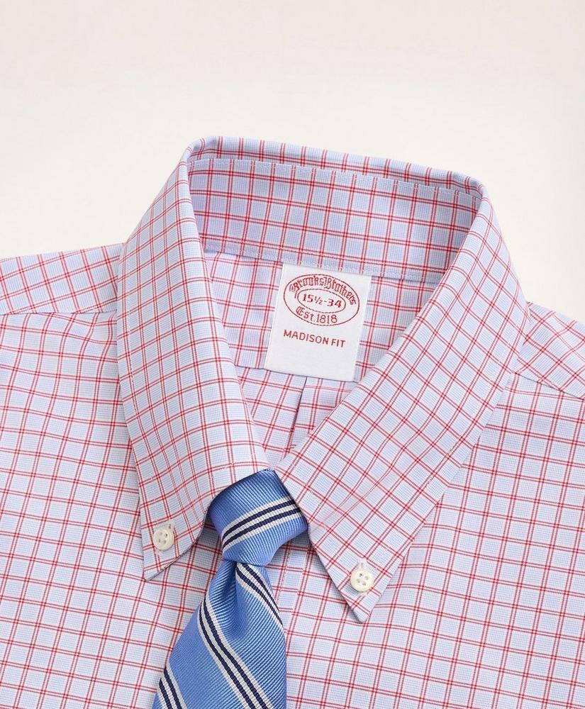 Stretch Madison Relaxed-Fit Dress Shirt, Non-Iron Poplin Button-Down Collar Grid Check, image 2