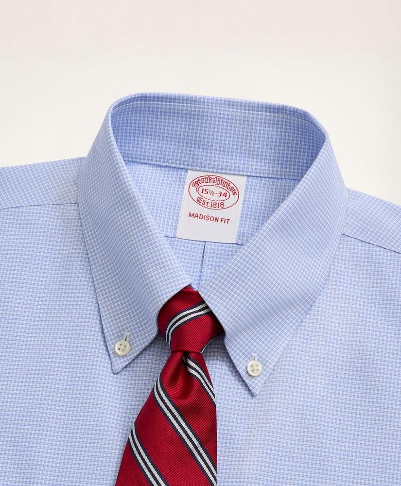Stretch Madison Relaxed-Fit Dress Shirt, Non-Iron Poplin Button-Down Collar Micro-Check, image 3