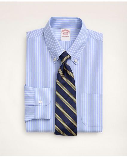 Stretch Madison Relaxed-Fit Dress Shirt, Non-Iron Poplin Button-Down Collar Ground Alternating Stripe, image 1