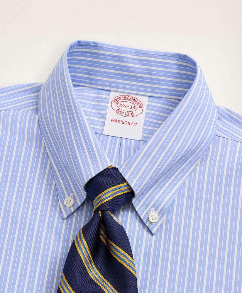 Stretch Madison Relaxed-Fit Dress Shirt, Non-Iron Poplin Button-Down Collar Ground Alternating Stripe, image 2