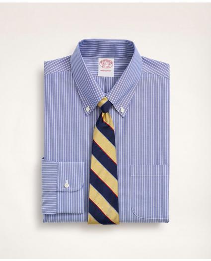 Stretch Madison Relaxed-Fit Dress Shirt, Non-Iron Poplin Button-Down Collar Ground Stripe, image 1