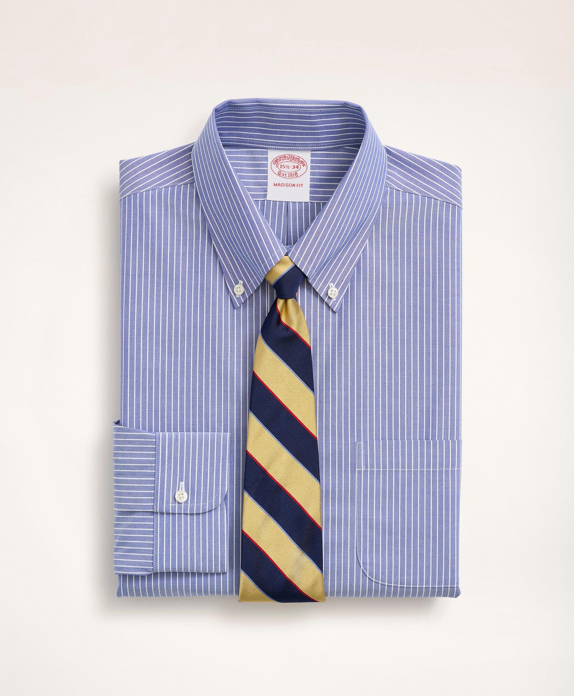 Stretch Madison Relaxed-Fit Dress Shirt, Non-Iron Poplin Button